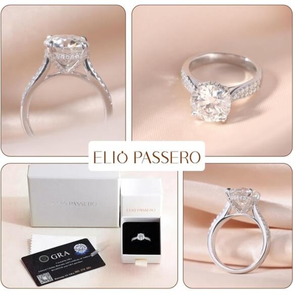 Moissanite Engagement Rings for Women,Promise Rings 925 Sterling Silver with - Picture 4 of 7